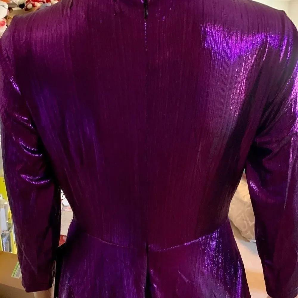 Radiant Spark Purple Metallic Skater Dress NWT SML